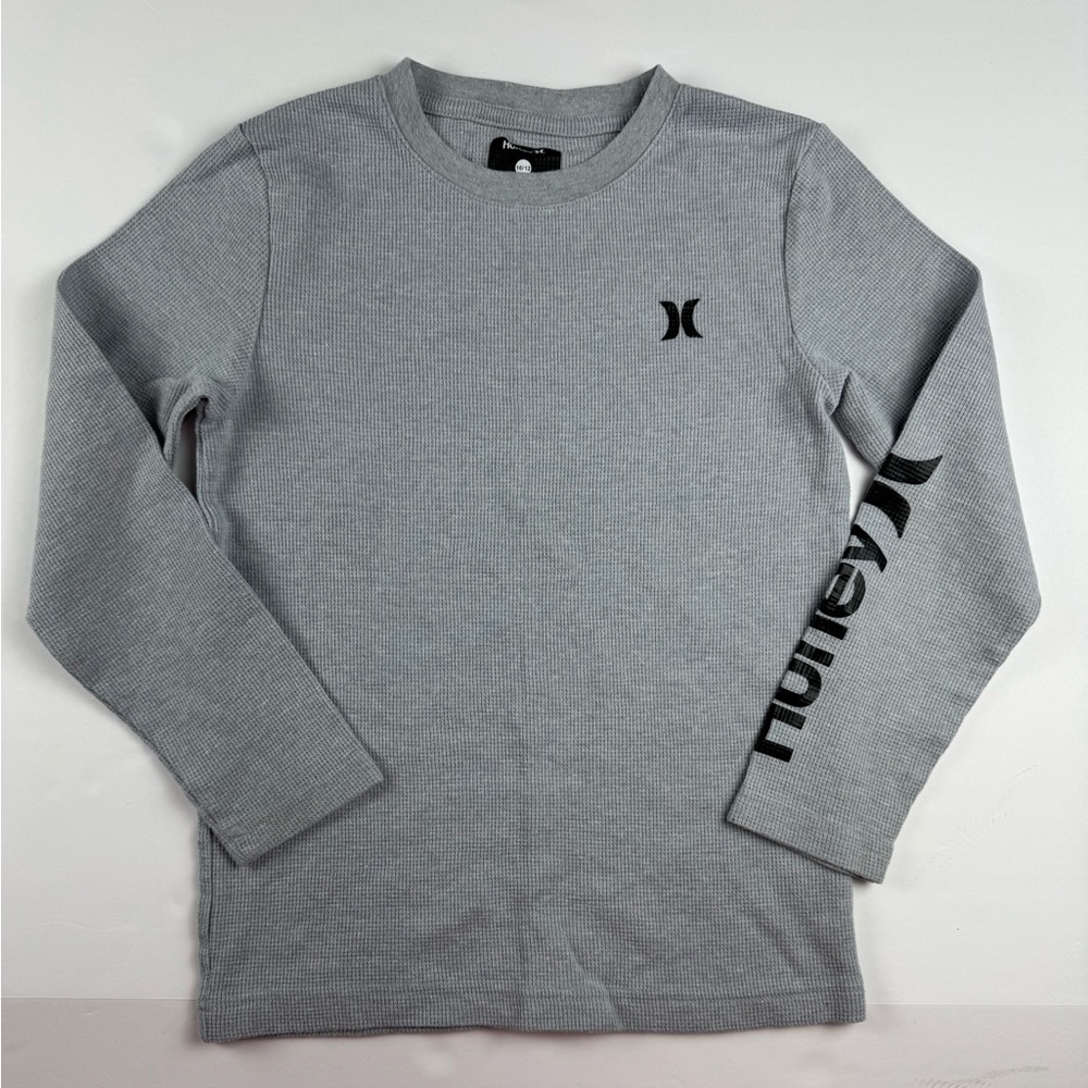 Hurley Kids Long Sleeve thermal Gray Tee size 10/12